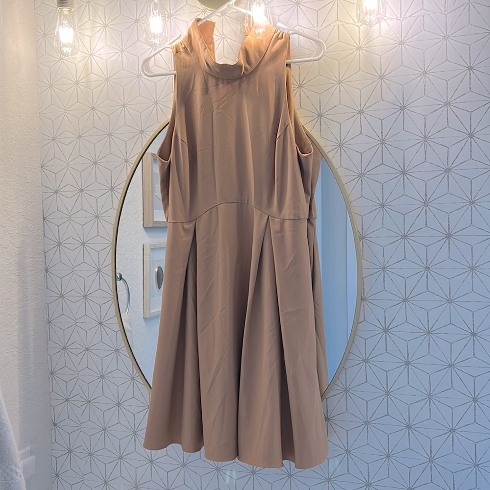 Large tan or cream high neck dress